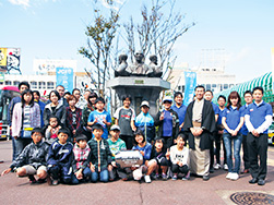 Sealing the time capsule outside Ichinoseki station