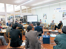 From the rear of the room in the library