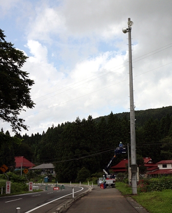 厳美町字小河原地内に設置した拡声装置