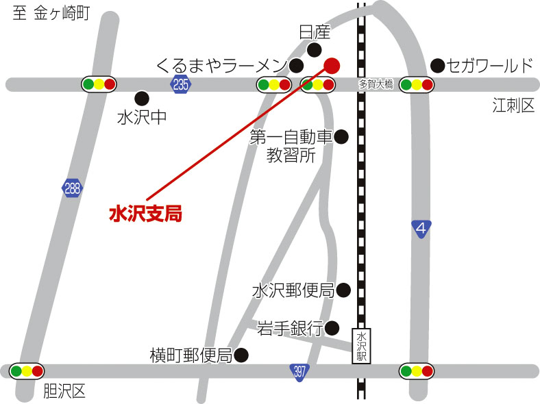 盛岡地方法務局水沢支局付近略図