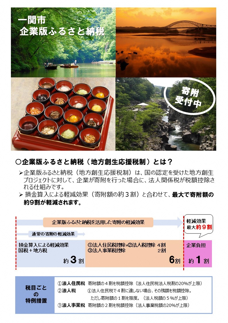 一関市企業版ふるさと納税PRチラシ（表）