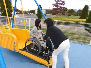車いす専用ブランコの全景