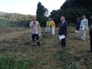 山菜の人工栽培現場見学の様子