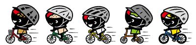 自転車に乗るわんこきょうだいのイラスト