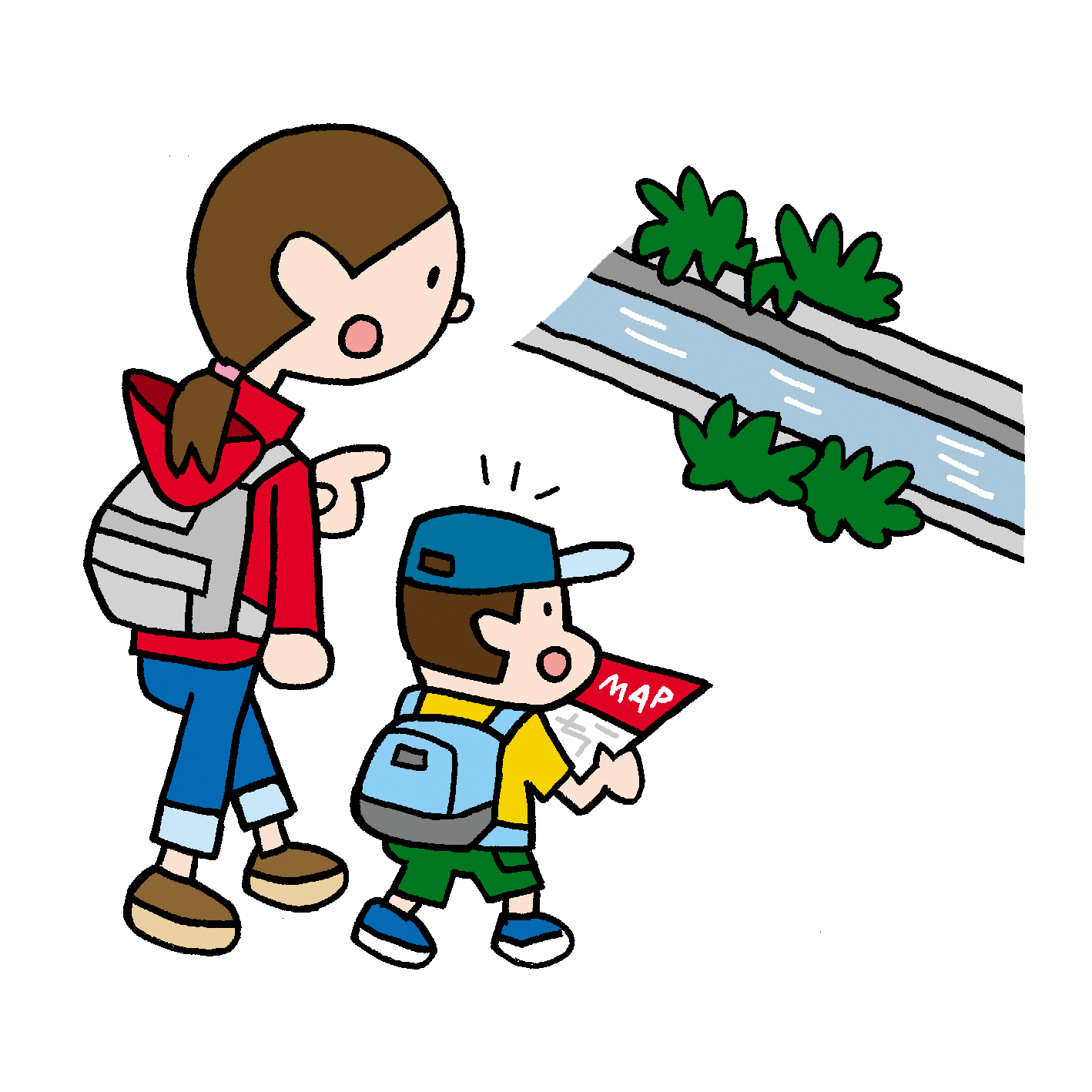 ハザードマップの地図を指差すイメージ画像