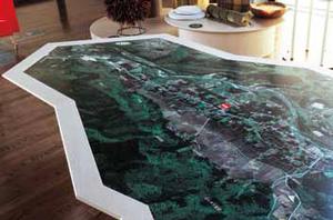 本寺地区全体を概観できる航空写真のマップ